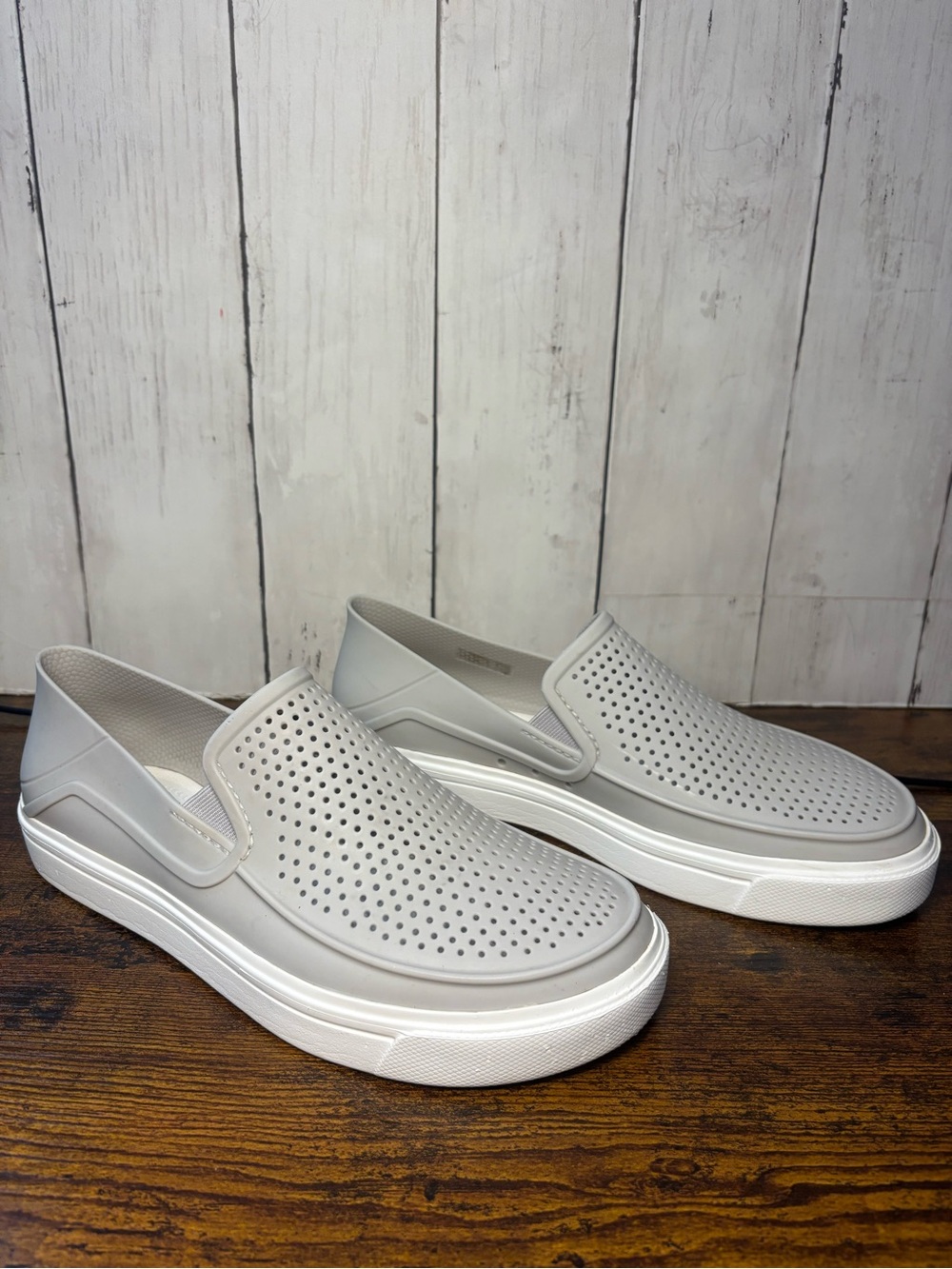 CROCS Women's Slip-On Perforated Platform Sneakers - Light Gray